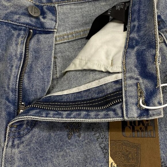 Birth Of Royal Child Men's Distressed Jeans Blue Size S – Chain Ink Print & Fray - Picture 8 of 11